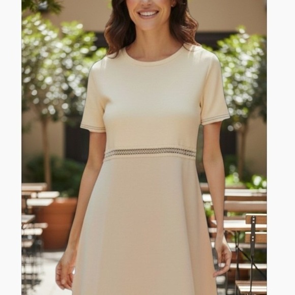 Jacqui E Dresses & Skirts - Jacquie The Label Womens L Thick Cotton Two-Tone Mini Dress Lace Trim